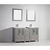  60'' Double Sink Bathroom Vanity Set With Ceramic Vanity Top, Sinks (2) and Mirrors (2), Gray