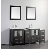  72'' Double Sink Bathroom Vanity Set With Ceramic Vanity Top, Sinks (2) and Mirrors (2), Espresso 