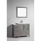  42'' Single Sink Bathroom Vanity Set With Ceramic Vanity Top, Sink and Mirror, Gray