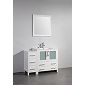 42'' Single Sink Bathroom Vanity Set With Ceramic Vanity Top, Sink and Mirror, White
