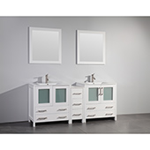  72'' Double Sink Bathroom Vanity Set With Ceramic Vanity Top, Sinks (2) and Mirrors (2), White