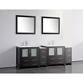  84'' Double Sink Bathroom Vanity Set With Ceramic Vanity Top, Sinks (2) and Mirrors (2), Espresso 