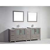  84'' Double Sink Bathroom Vanity Set With Ceramic Vanity Top, Sinks (2) and Mirrors (2), Gray