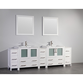  96'' Double Sink Bathroom Vanity Set With Ceramic Vanity Top, Sinks (2) and Mirrors (2), White