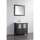  30'' Single Sink Bathroom Vanity Set With Ceramic Vanity Top, Sink and Mirror, Espresso 