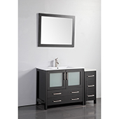  48'' Single Sink Bathroom Vanity Set With Ceramic Vanity Top, Sink and Mirror, Espresso 