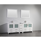  84'' Double Sink Bathroom Vanity Set With Ceramic Vanity Top, Sinks (2) and Mirrors (2), White
