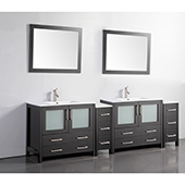  96'' Double Sink Bathroom Vanity Set With Ceramic Vanity Top, Sinks (2) and Mirrors (2), Espresso 