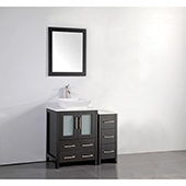  36'' Single Sink Bathroom Vanity Set With Ceramic Vanity Top, Sink and Mirror, Espresso 