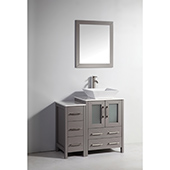  36'' Single Sink Bathroom Vanity Set With Ceramic Vanity Top, Sink and Mirror, Gray