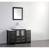  48'' Single Sink Bathroom Vanity Set With Ceramic Vanity Top, Sink and Mirror, Espresso 