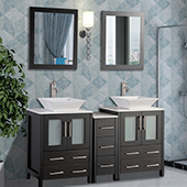  60'' Double Sink Bathroom Vanity Set With Ceramic Vanity Top, Sinks (2) and Mirrors (2), Espresso 
