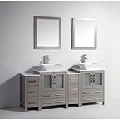  72'' Double Sink Bathroom Vanity Set With Ceramic Vanity Top, Sinks (2) and Mirrors (2), Gray
