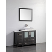  42'' Single Sink Bathroom Vanity Set With Ceramic Vanity Top, Sink and Mirror, Espresso 