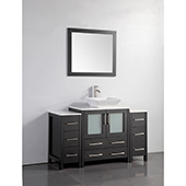  54'' Single Sink Bathroom Vanity Set With Ceramic Vanity Top, Sink and Mirror, Espresso 