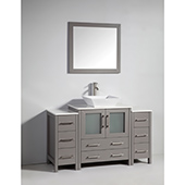  54'' Single Sink Bathroom Vanity Set With Ceramic Vanity Top, Sink and Mirror, Gray