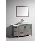  48'' Single Sink Bathroom Vanity Set With Ceramic Vanity Top, Sink and Mirror, Gray