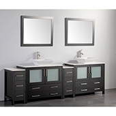  96'' Double Sink Bathroom Vanity Set With Ceramic Vanity Top, Sinks (2) and Mirrors (2), Espresso 