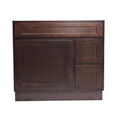  36'' W Vanity Base Cabinet Only Brown, Knockdown, No Top, 36'' W x 21'' D x 32-1/2'' H