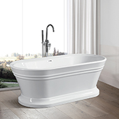  #VAR-VA6610, 59'' Small Acrylic Freestanding Bathtub with Base, Modern Soaking Tub with UPC Certified Polished Chrome Slotted Overflow, Pop-up Drain and Adjustable Leveling Legs, 59'' W x  29-1/2'' D x  23-1/2'' H, White
