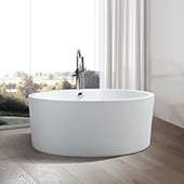  #VAR-VA6810, 59'' Small Round Acrylic Freestanding Bathtub, Modern Soaking Tub with UPC Certified Polished Chrome Round Overflow, Pop-up Drain and Adjustable Leveling Legs, 59'' W x  59'' D x  23-3/5'' H, White