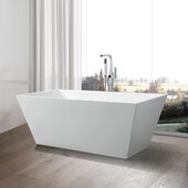  #VAR-VA6813-L, 67'' Acrylic Freestanding bathtub with Squared Design and UPC Certified Polished Chrome Pop-up Drain and Adjustable Leveling Legs, 67'' W x  31-1/2'' D x  23-1/2'' H, White