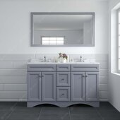  Talisa 60'' Double Sink Bathroom Vanity in Grey with Calacatta Quartz Top and Round Sink with Mirror, 60''W x 23''D x 36''H