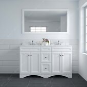  Talisa 60'' Double Sink Bathroom Vanity in White with Calacatta Quartz Top and Round Sink with Mirror, 60''W x 23''D x 36''H