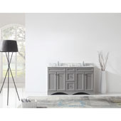  Talisa 60'' Double Sink Bathroom Vanity in Grey with Italian Carrara White Marble Top and Square Sink , 60''W x 23''D x 36''H