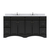  Talisa 72'' Double Sink Bathroom Vanity in Espresso with Calacatta Quartz Top and Round Sink , 72''W x 23''D x 36''H