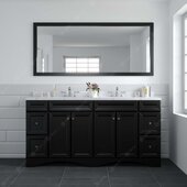  Talisa 72'' Double Sink Bathroom Vanity in Espresso with Calacatta Quartz Top and Round Sink with Brushed Nickel Faucet and Mirror, 72''W x 23''D x 36''H
