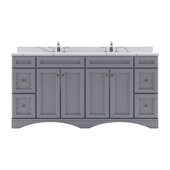  Talisa 72'' Double Sink Bathroom Vanity in Grey with Calacatta Quartz Top and Round Sink , 72''W x 23''D x 36''H