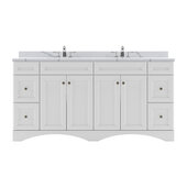  Talisa 72'' Double Sink Bathroom Vanity in White with Calacatta Quartz Top and Round Sink , 72''W x 23''D x 36''H