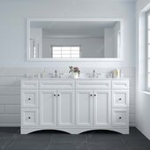  Talisa 72'' Double Sink Bathroom Vanity in White with Calacatta Quartz Top and Round Sink with Polished Chrome Faucet and Mirror, 72''W x 23''D x 36''H
