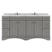  Talisa 72'' Double Bathroom Vanity in Gray with Cultured Marble Quartz Top and (2x) Square Sinks, 72'' W x 22'' D x 36-11/16'' H