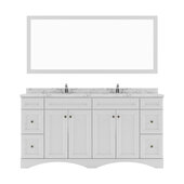  Talisa 72'' Double Bathroom Vanity in White with Cultured Marble Quartz Top and (2x) Square Sinks with Matching Mirror, 72'' W x 22'' D x 36-11/16'' H