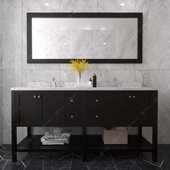  Winterfell 72'' Double Bathroom Vanity Set in Espresso, Cultured Marble Quartz Top with Round Sinks, Mirror Included