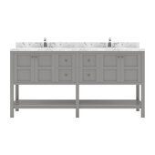  Winterfell 72'' Double Bathroom Vanity Set in Gray, Cultured Marble Quartz Top with Round Sinks