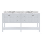  Winterfell 72'' Double Bathroom Vanity Set in White, Calacatta Quartz Top with Round Sinks
