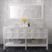  Winterfell 72'' Double Bathroom Vanity Set in White, Calacatta Quartz Top with Round Sinks, Mirror Included