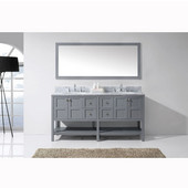  Winterfell 72'' Double Bathroom Vanity Set in Grey, Italian Carrara White Marble Top with Round Sinks, Mirror Included
