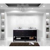  Winterfell 72'' Double Bathroom Vanity Set in Espresso, Italian Carrara White Marble Top with Square Sinks