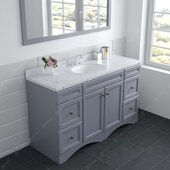  Talisa 60'' Single Bathroom Vanity in Gray with Calacatta Quartz Top and Round Sink with Polished Chrome Faucet with Matching Mirror, 60'' W x 22'' D x 36-11/16'' H