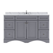  Talisa 60'' Single Bathroom Vanity in Gray with Calacatta Quartz Top and Round Sink, 60'' W x 22'' D x 36-11/16'' H