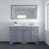 Talisa 60'' Single Bathroom Vanity in Gray with Calacatta Quartz Top and Round Sink with Matching Mirror, 60'' W x 22'' D x 36-11/16'' H