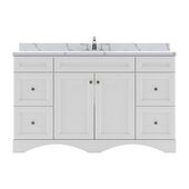  Talisa 60'' Single Bathroom Vanity in White with Calacatta Quartz Top and Round Sink, 60'' W x 22'' D x 36-11/16'' H