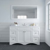  Talisa 60'' Single Bathroom Vanity in White with Calacatta Quartz Top and Round Sink with Matching Mirror, 60'' W x 22'' D x 36-11/16'' H