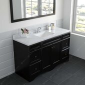  Talisa 60'' Single Bathroom Vanity in Espresso with Calacatta Quartz Top and Square Sink with Polished Chrome Faucet with Matching Mirror, 60'' W x 22'' D x 36-11/16'' H