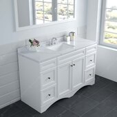  Talisa 60'' Single Bathroom   Vanity in White with Calacatta Quartz Top, Square Sink and Brushed Nickel Faucet with Matching Mirror, 60'' W x 22'' D x 36-11/16'' H