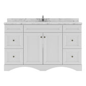  Talisa 60'' Single Bathroom Vanity in White with Cultured Marble Quartz Top and Square Sink, 60'' W x 22'' D x 36-11/16'' H